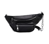 AKOOSY Stylische Damen Gürteltasche Aus Pu-Leder Modische Umhängetasche Mit Kettenriemen Kleine Leichte Crossbody Tasche Mit Doppelter Aufbewahrung Vielseitig Für Alltag Und Reisen Geeign