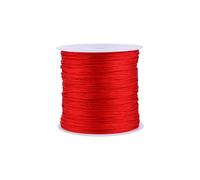 Akozon Cordon Fil de Nylon, 100M x 0.8mm Chinese Knot Cord Rattail Macrame Noeud Chinois Rouge Tressé pour DIY Artisanat Fabrication Bijoux Bracelet Femme Shamballa Thread String Red