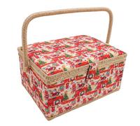 Akozon Nähkorb-Organizer mit Integriertem Nadelpolster, Abnehmbarer Ablage, Vintage-Nähset-Aufbewahrungsbox für Bastelarbeiten und Zubehör