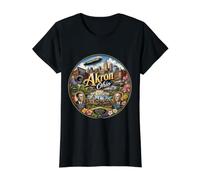 Akron, Ohio, OH Vereinigte Staaten Preisgünstiges Grafik-T-Shirt, Damen, Schwarz, S