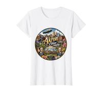 Akron, Ohio, OH Vereinigte Staaten Preisgünstiges Grafik-T-Shirt, Damen, Weiß, M