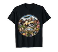 Akron, Ohio, OH Vereinigte Staaten Preisgünstiges Grafik-T-Shirt, Herren, Schwarz, M