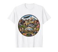 Akron, Ohio, OH Vereinigte Staaten Preisgünstiges Grafik-T-Shirt, Herren, Weiß, S