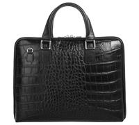 Aktentasche CLUTY, Damen, Gr. B/H/T: 30cm x 25cm x 5cm onesize, schwarz, Leder, glänzend, Taschen, echt Leder, Made in Italy (760770-0) schwarz