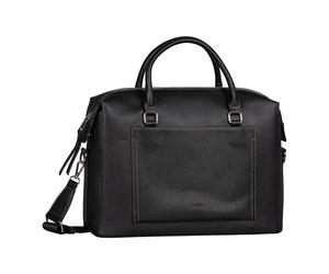 Aktentasche GABOR "Emine", Damen, Gr. B/H/T: 39cm x 28,5cm x 14cm, schwarz, Lederimitat, Taschen, Damen Laptoptasche mit Logoschriftzug (86074702-0) schwarz