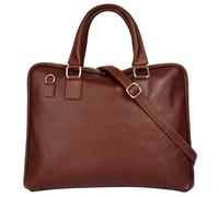 Aktentasche PIKÉ, Damen, Gr. B/H/T: 37cm x 32cm x 8cm onesize, braun, Leder, glänzend, Taschen Aktentasche, echt Leder, Made in Italy (015422-0)