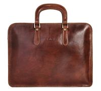 Aktentasche PIKÉ, Damen, Gr. B/H/T: 39cm x 30cm x 8cm onesize, braun, Leder, beschichtet, glänzend, Taschen, echt Leder, Made in Italy (681416-0) braun