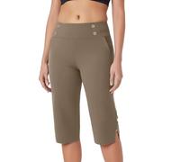 akwuiopt Damen-Caprihose, 3/4-Länge, Stretch, kurze Hose, hohe Taille, gerade, Freizeithose, Übergröße, Yogahose, einfarbig, Sommer-Leggings, Arbeitshose, Kleid mit Taschen, coffee, S
