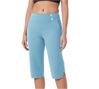 akwuiopt Damen-Caprihose, 3/4-Länge, Stretch, kurze Hose, hohe Taille, gerade, Freizeithose, Übergröße, Yogahose, einfarbig, Sommer-Leggings, Arbeitshose, Kleid mit Taschen, himmelblau, XXL