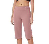 akwuiopt Damen-Caprihose, 3/4-Länge, Stretch, kurze Hose, hohe Taille, gerade, Freizeithose, Übergröße, Yogahose, einfarbig, Sommer-Leggings, Arbeitshose, Kleid mit Taschen, rose, XXL