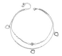Akzent 5110031-001 Edelstahl Fußkette mit Herzen und Steinchen - 26 + 5cm - silber