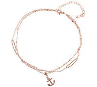 Akzent Anouk Damen-Fußkettchen Edelstahl Anker doppelreihig Fußbändchen 5110009 (roségoldfarbig)