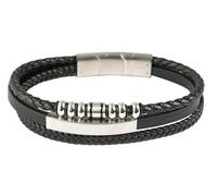 Akzent Armband Herren - Premium Armband Herren in Schwarz aus Kunstleder, 100% Wasserfest & Hautverträglich
