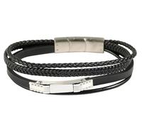Akzent Armband Herren - Premium Armband Herren in Schwarz aus Kunstleder, 100% Wasserfest & Hautverträglich