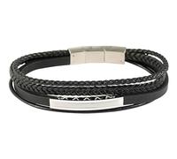 Akzent Armband Herren - Premium Armband Herren in Schwarz aus Kunstleder, 100% Wasserfest & Hautverträglich