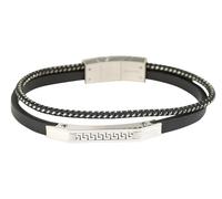 Akzent Armband Herren - Premium Armband Herren in Schwarz aus Kunstleder, 100% Wasserfest & Hautverträglich