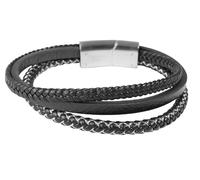 Akzent Armband Herren - Premium Armband Herren in Schwarz aus Kunstleder, 100% Wasserfest & Hautverträglich