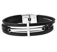 Akzent Armband Herren - Premium Armband Herren in Schwarz aus Leder, 100% Wasserfest & Hautverträglich