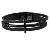 Akzent Armband Herren - Premium Armband Herren in Schwarz aus Leder, 100% Wasserfest & Hautverträglich