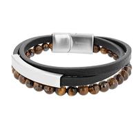 Akzent Armband Herren - Premium Armband Herren in Schwarz aus Leder, 100% Wasserfest & Hautverträglich
