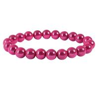 Akzent Armband mit Farbenfrohen Kunstperlen in 8, 10 und 12mm - Elastisches Sommer Kugelarmband in 13 Farben Geschenkidee (Perlendurchmesser: 10mm, Pink)