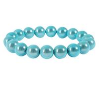 Akzent Armband mit Farbenfrohen Kunstperlen in 8, 10 und 12mm - Elastisches Sommer Kugelarmband in 13 Farben Geschenkidee (Perlendurchmesser: 10mm, Hellblau)