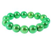Akzent Armband mit Farbenfrohen Kunstperlen in 8, 10 und 12mm - Elastisches Sommer Kugelarmband in 13 Farben Geschenkidee (Perlendurchmesser: 8mm, Grün)