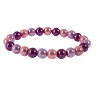 Akzent Armband mit Farbenfrohen Kunstperlen in 8, 10 und 12mm - Elastisches Sommer Kugelarmband in 13 Farben Geschenkidee (Perlendurchmesser: 10mm, Flieder Lila Rosa)