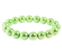 Akzent Armband mit Farbenfrohen Kunstperlen in 8, 10 und 12mm - Elastisches Sommer Kugelarmband in 13 Farben Geschenkidee (Perlendurchmesser: 10mm, Hellgrün)