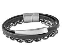 Akzent Armband Unisex - Premium Armband Unisex in Schwarz aus Leder, 100% Wasserfest & Hautverträglich