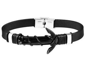Akzent Armband Unisex - Premium Armband Unisex in Schwarz aus Leder, 100% Wasserfest & Hautverträglich