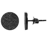 Akzent Damen-Ohrstecker Paar rund Edelstahl sandgestrahlt Plättchen ⌀10 mm Set Ohrringe schwarz Geschenk für Frauen