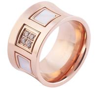 Akzent Damen Ring - Damenring Größe 54 aus Edelstahl in Roségold, 100% Wasserfest & Hautverträglich