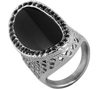 Akzent Damen Ring Edelstahl Strass Silber Schwarz Glamour Gossip (58 (18.5))