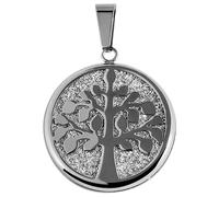 Akzent Edelstahl-Anhänger Lebensbaum Glitzer 5020032 (Silberfarbig)
