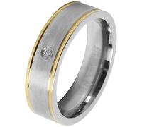 Akzent-Eheringe Partnerringe Verlobungsringe Edelstahl Bicolor + Gravur Antragsringe (Damenringe, 54)