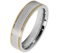 Akzent-Eheringe Partnerringe Verlobungsringe Edelstahl Bicolor + Gravur Antragsringe (Herrenringe, 72)