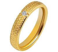 Akzent-Eheringe Partnerringe Verlobungsringe Edelstahl mit Simili+ Gravur goldfarbig (Damenring, 60)