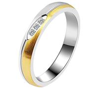Akzent-Eheringe Partnerringe Verlobungsringe Edelstahl Silberfarbig Goldfarbig + Gravur (Damenringe, 58)