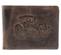 Akzent Geldbörse für Herren aus Leder in Braun, Geldbeutel mit Druckknopf in 9,5 x 12 x 2 cm