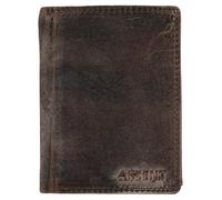 Akzent Geldbörse für Herren aus Leder in Braun, Geldbeutel mit Druckknopf in 9,5 x 12 x 2 cm