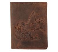 Akzent Geldbörse für Herren aus Leder in Braun, Geldbeutel mit Druckknopf in 9 x 12 x 2 cm