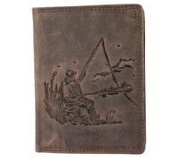 Akzent Geldbörse für Herren aus Leder in Braun, Geldbeutel mit Druckknopf in 9 x 12 x 2 cm