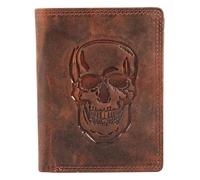 Akzent Geldbörse für Herren aus Leder in Braun, Geldbeutel mit Druckknopf in 9 x 12 x 2 cm
