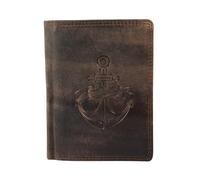 Akzent Geldbörse für Herren aus Leder in Braun, Geldbeutel mit Druckknopf in 9 x 12 x 2 cm
