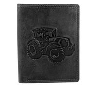Akzent Geldbörse für Herren aus Leder in Schwarz, Geldbeutel mit Druckknopf in 9,5 x 12 x 2 cm