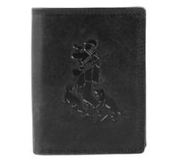 Akzent Geldbörse für Herren aus Leder in Schwarz, Geldbeutel mit Druckknopf in 9,5 x 12 x 2 cm