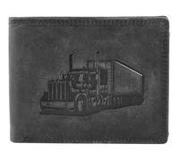 Akzent Geldbörse für Herren aus Leder in Schwarz, Geldbeutel mit Druckknopf in 9 x 12 x 2 cm