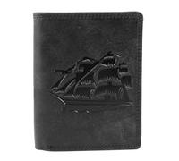 Akzent Geldbörse für Herren aus Leder in Schwarz, Geldbeutel mit Druckknopf in 9 x 12 x 2 cm