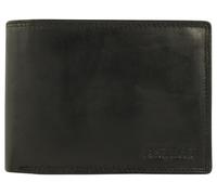 Akzent Geldbörse für Unisex aus Leder in Schwarz, Geldbeutel mit Druckknopf in 9,5 x 12 x 2 cm
